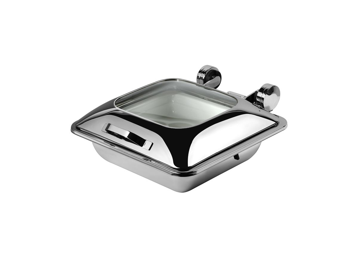 5.75 qt Square Smart W Chafer with Tempered Glass Lid and Food Pan