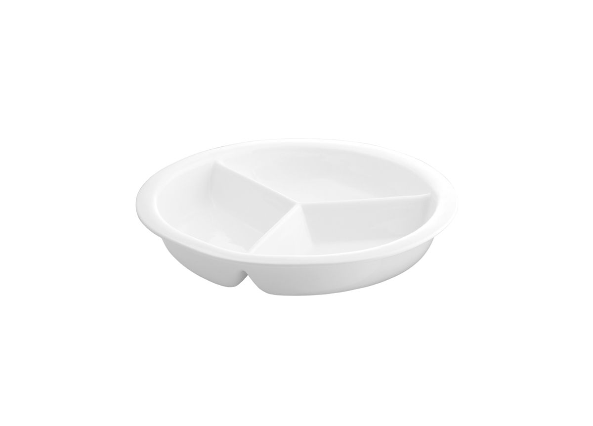 15.5" Round x 2.5" Porcelain Divided Food Pan - 3.25 qt