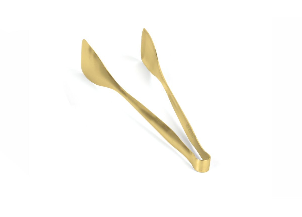12" Brushed Stainless Tongs - Matte Brass