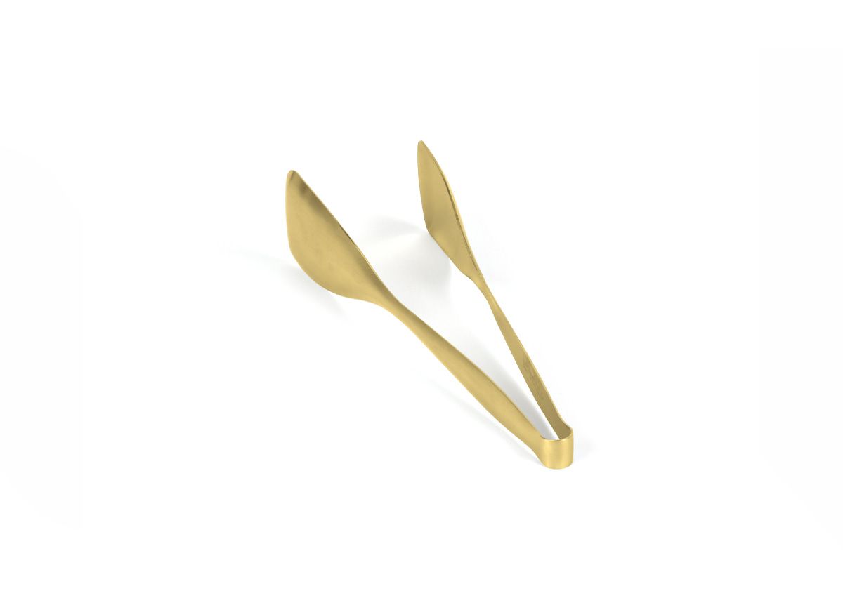 9" Brushed Stainless Tongs - Matte Brass