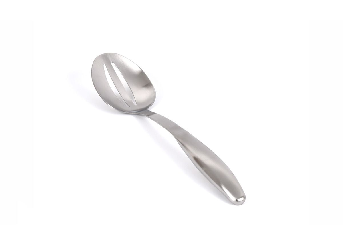 13.5" Brushed Stainless Slotted Spoon - Silver