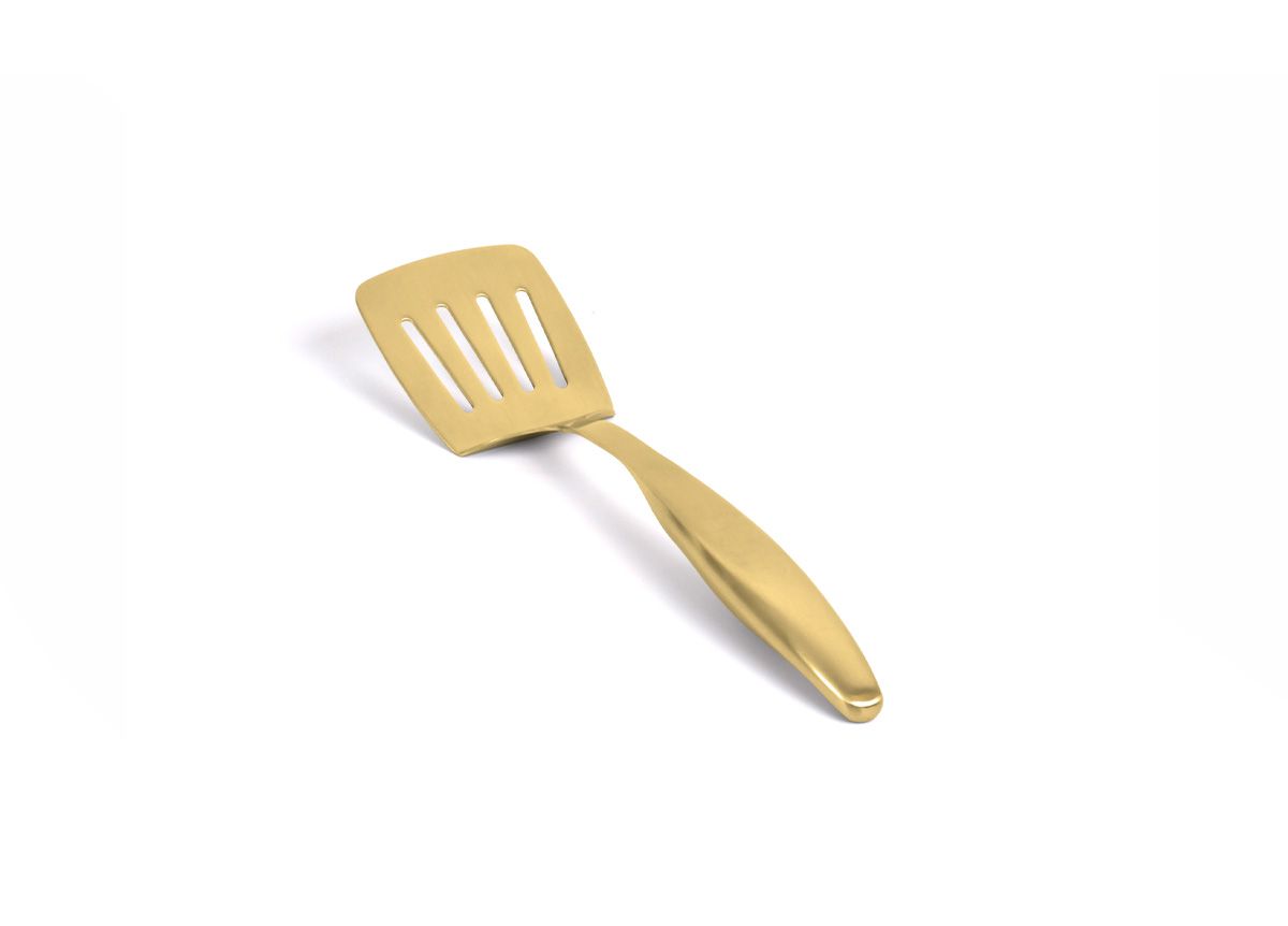 10.25" Brushed Stainless Slotted Turner - Matte Brass