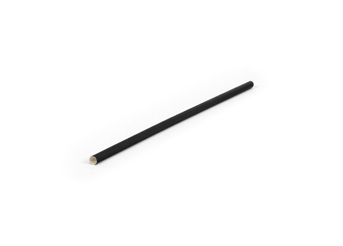 7.75" Long Lasting Paper Straw - Black - Pack 2400