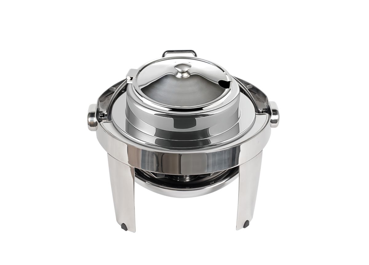 13" Round Stainless Steel Soup Station Kit with Hinged Slotted Lid