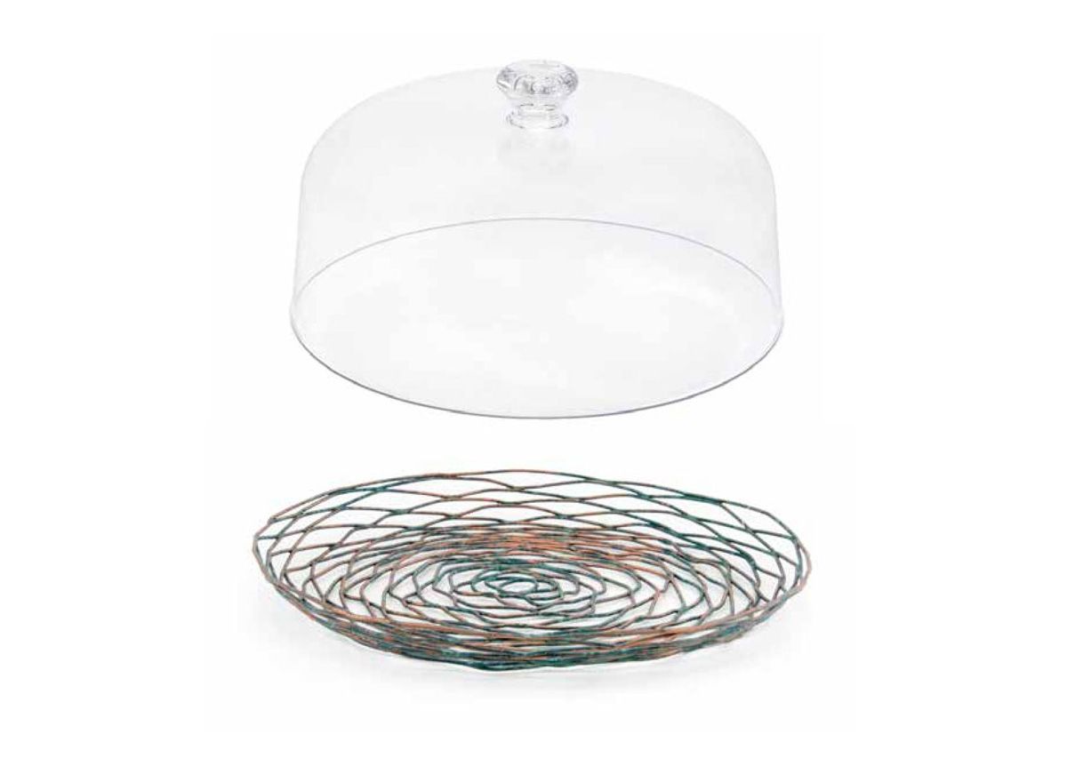 12" Round Patina Plate and Cover