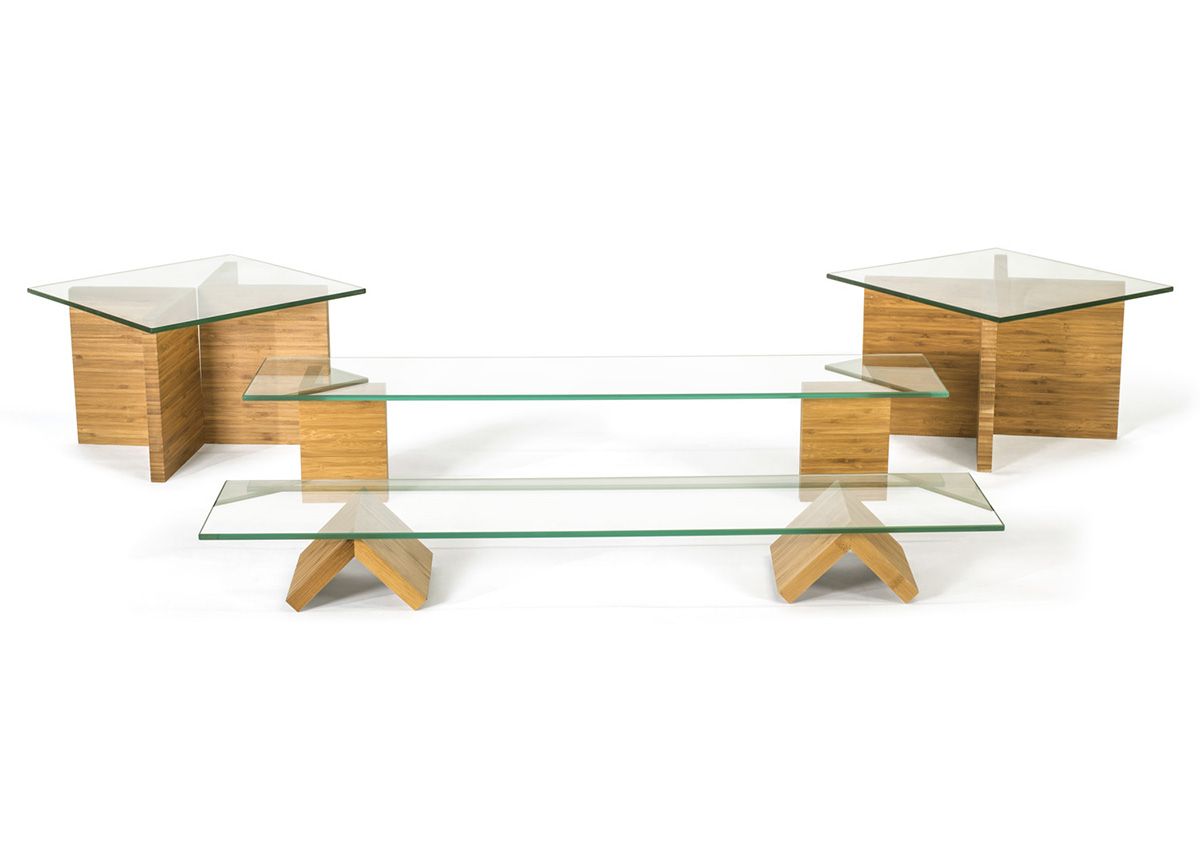 Buffet - Bambú - Cristal transparente sobre natural