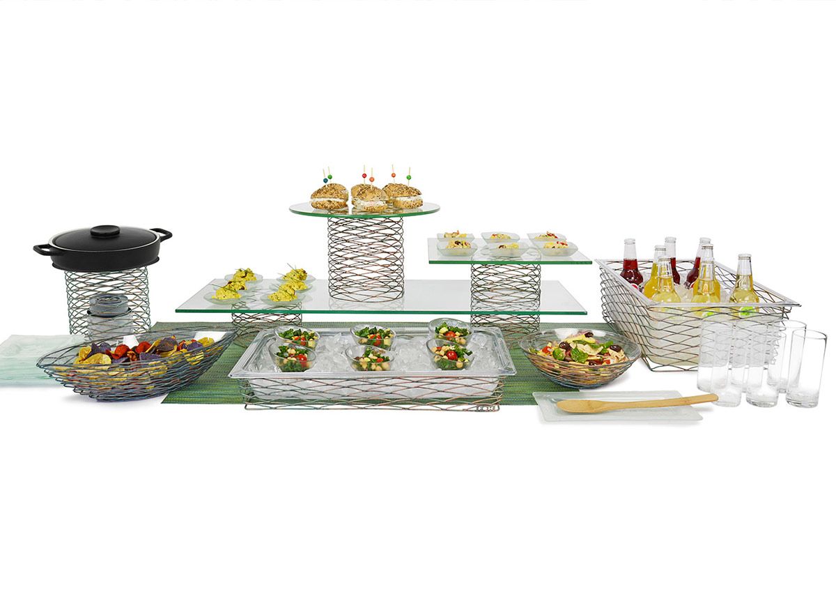 Buffet - Patina - Bambú natural y cristal transparente sobre patina