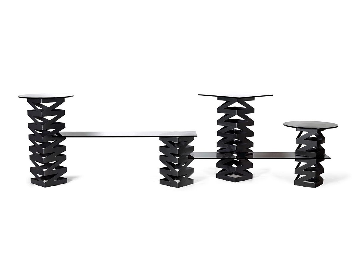 Buffet Essentials - Zig Zag - Smoke Glass on Matte Black