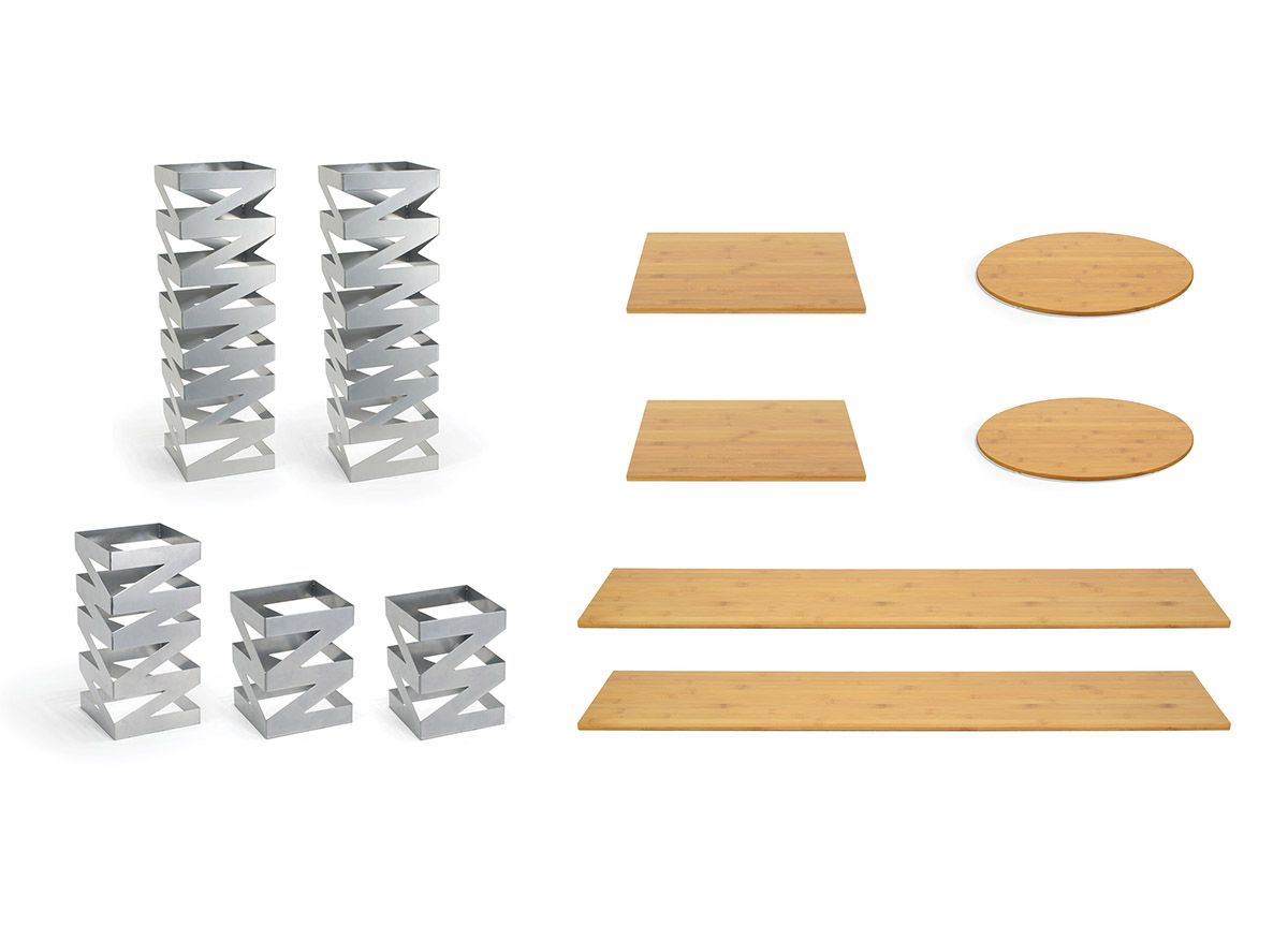 Buffet Essentials - Zig Zag - Natural Bamboo on Silver