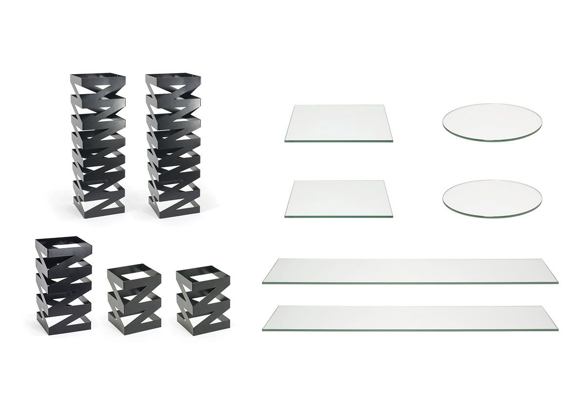 Buffet Essentials - Zig Zag - Clear Glass on Matte Black