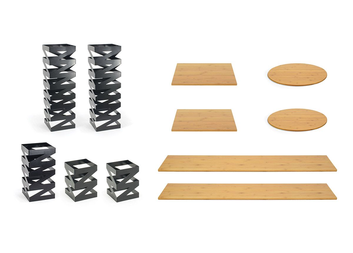 Buffet Essentials - Zig Zag - Natural Bamboo on Matte Black