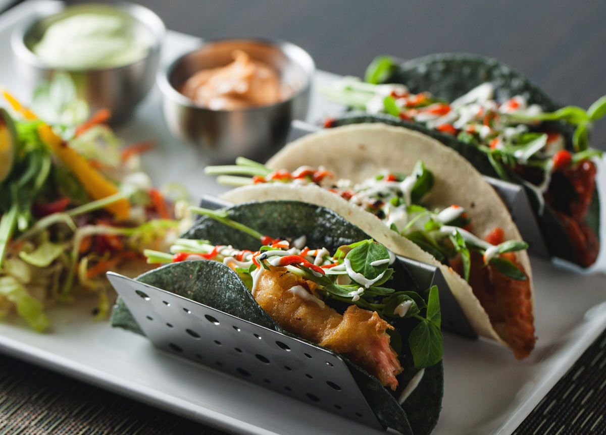 8" x 4" Brushed Stainless Dots Taco Holder - Silver