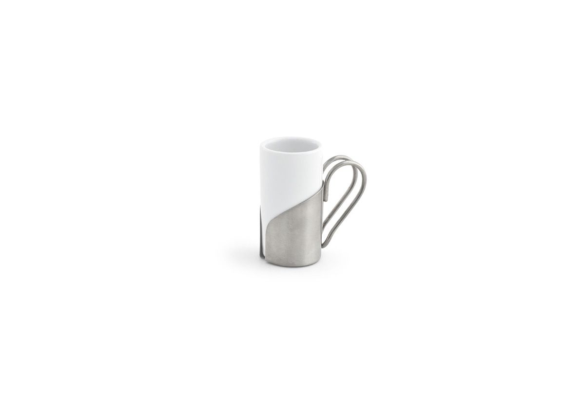1.5 oz Brushed Stainless/Porcelain Cup