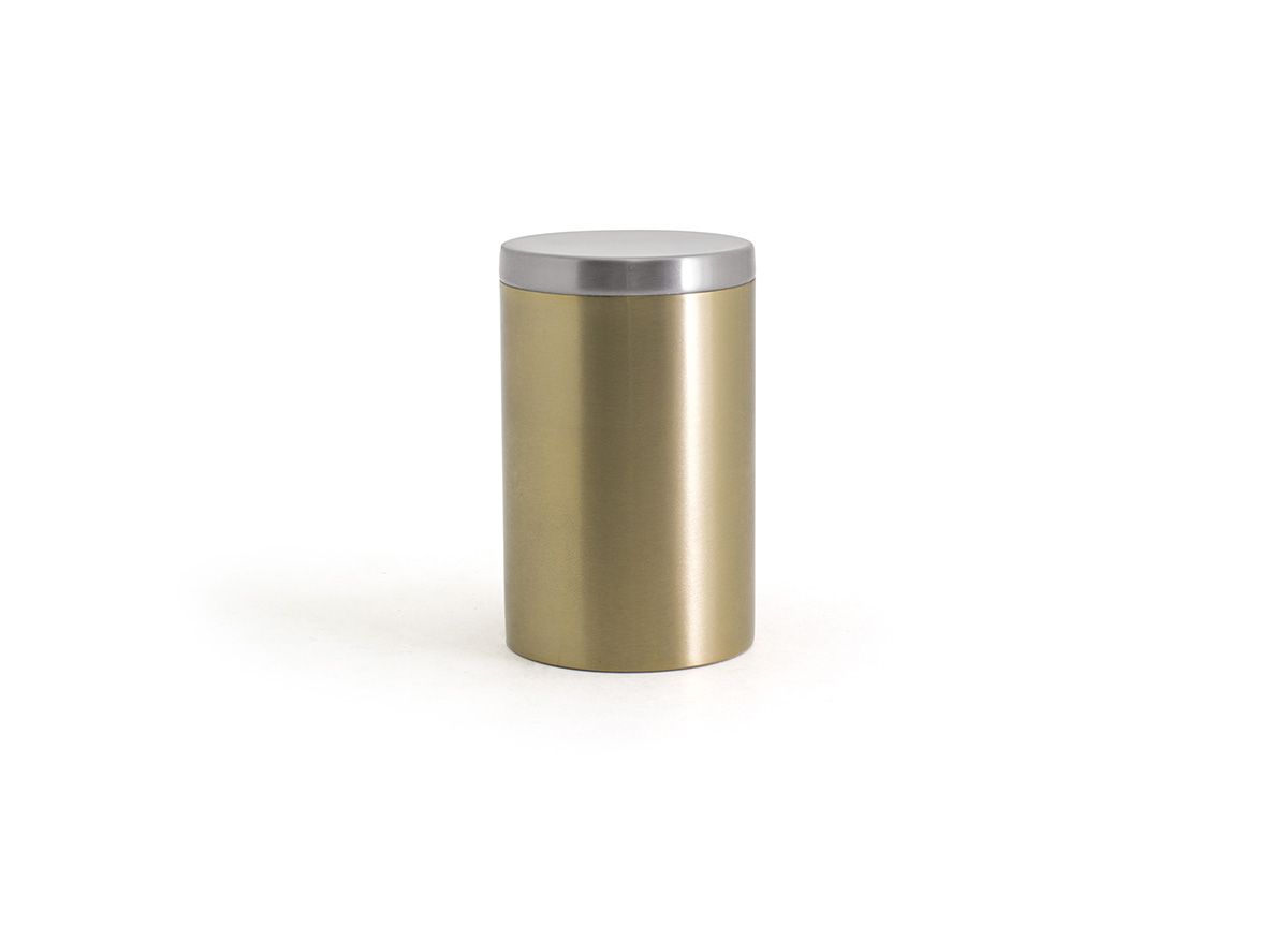 Round Brushed Stainless Jar with Lid - Matte Brass with Silver Lid