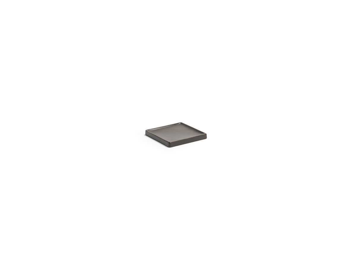 4" Square Stoneware Dish/Spoon Rest - Brown