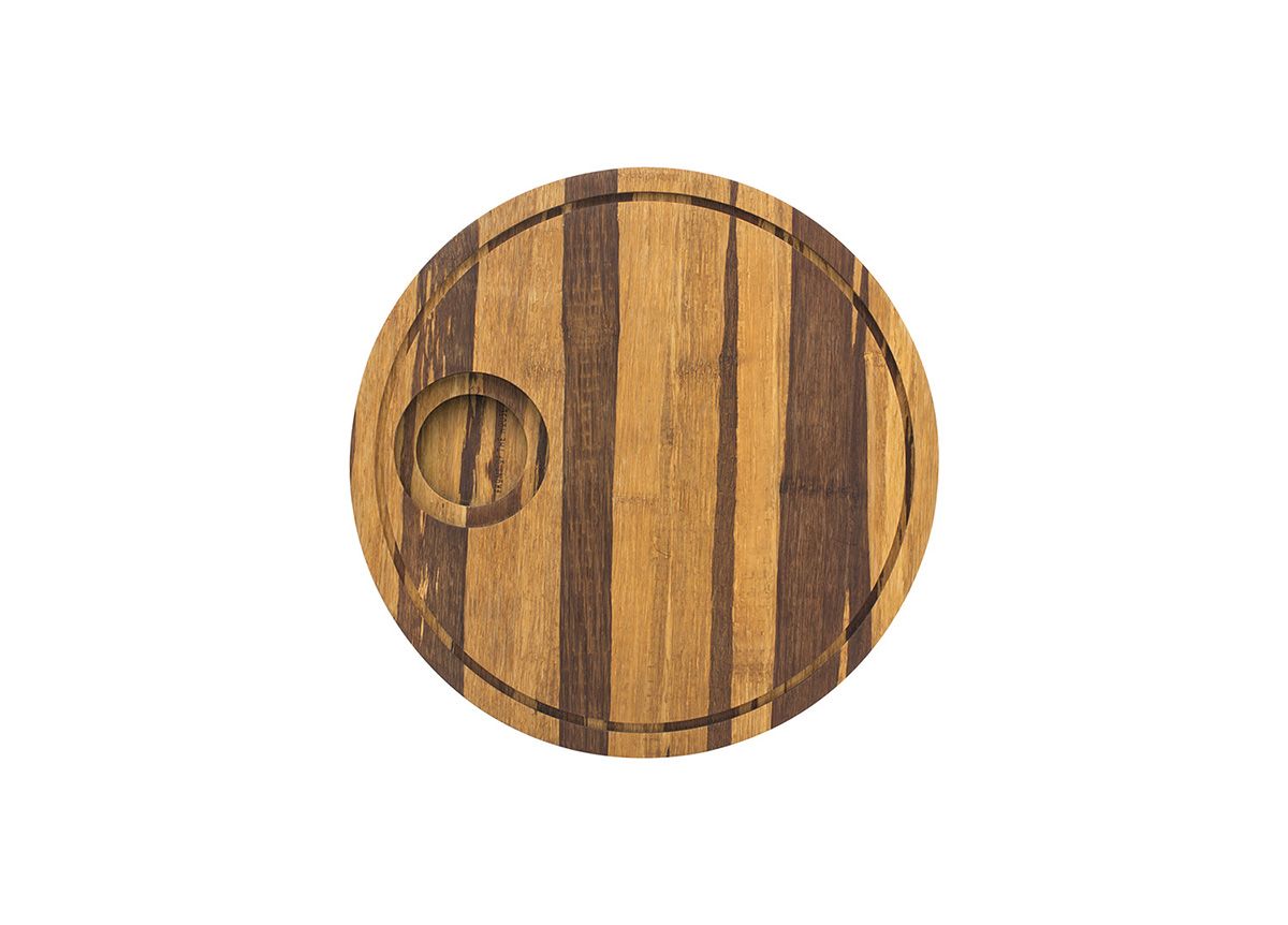 12" Round Reversible Crushed Bamboo Board