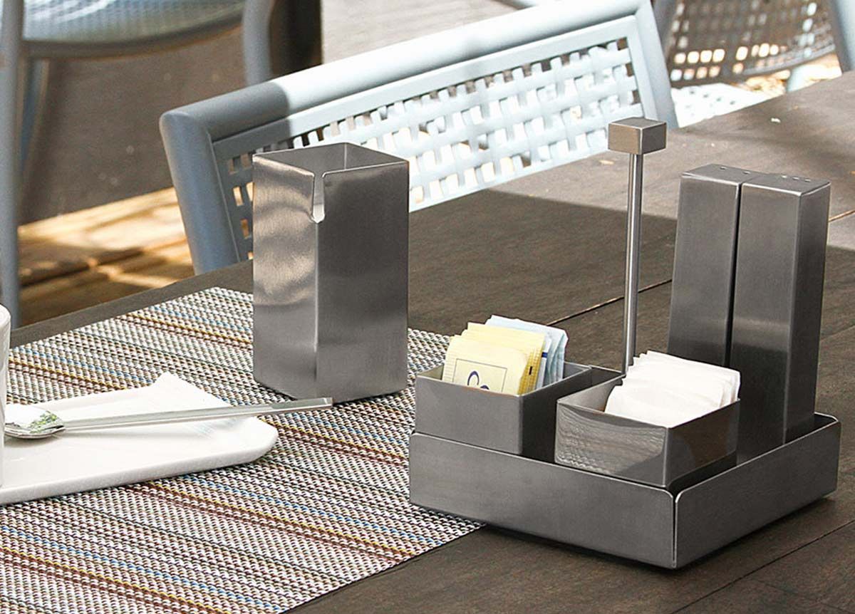 4.5" Square Brushed Stainless Caddy - Silver