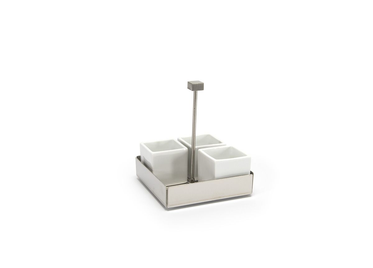 4.5" Square Brushed Stainless Caddy - Silver