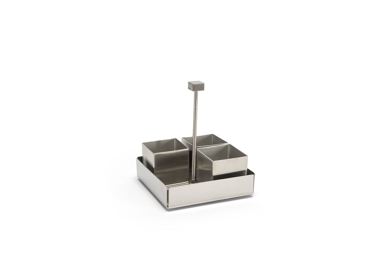 4.5" Square Brushed Stainless Caddy - Silver