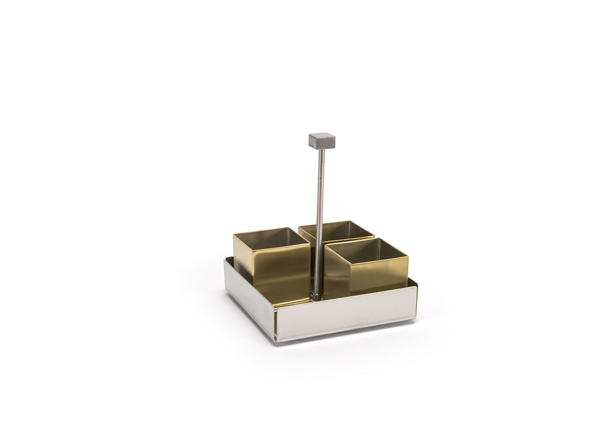 4.5" Square Brushed Stainless Caddy - Silver