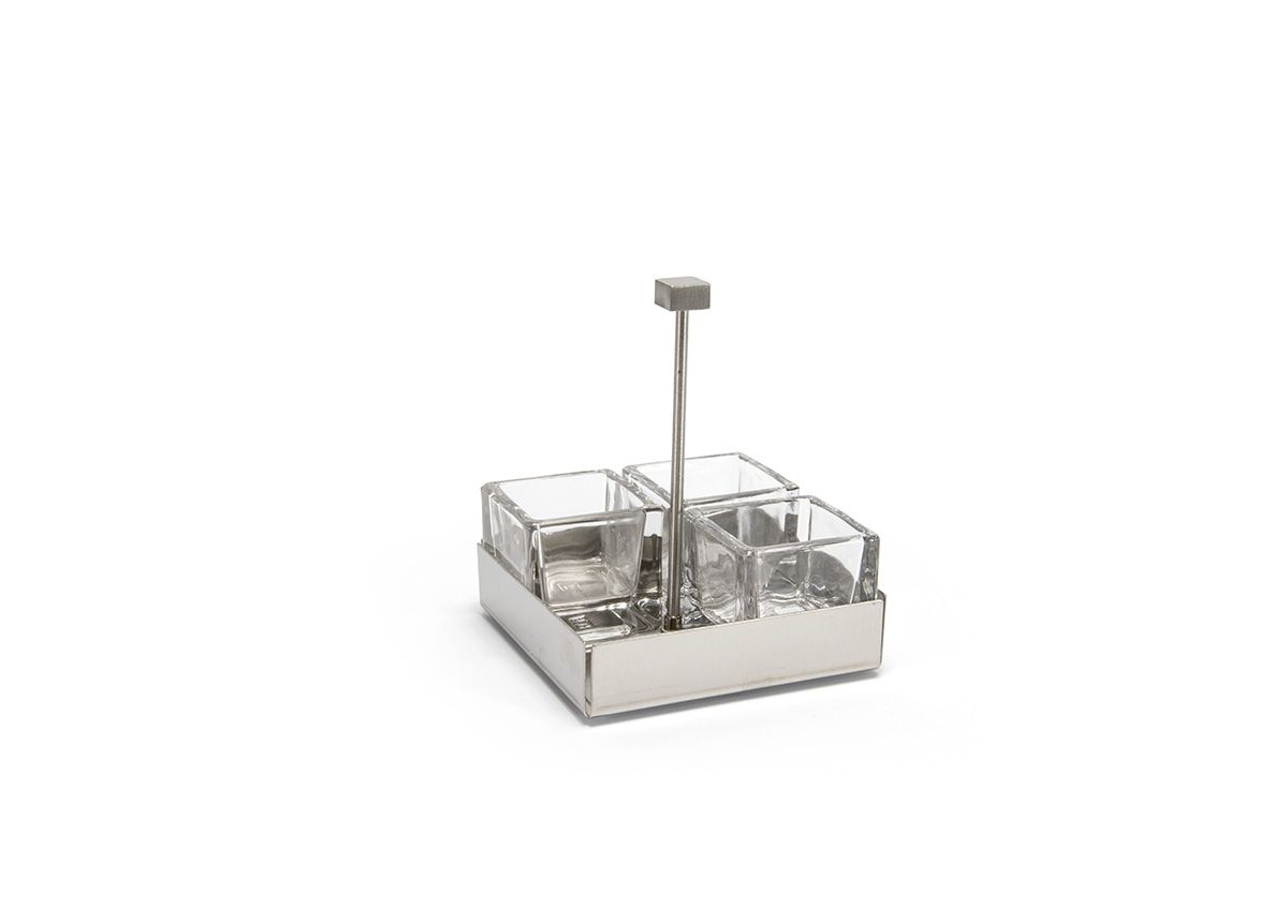 4.5" Square Brushed Stainless Caddy - Silver