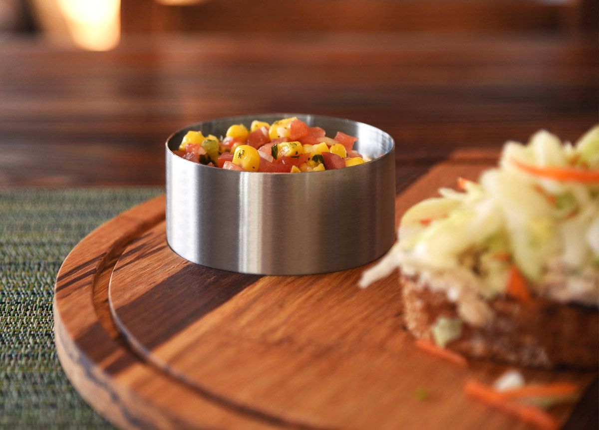 Ramequín redondo de acero inoxidable cepillado «Soho», 170 g