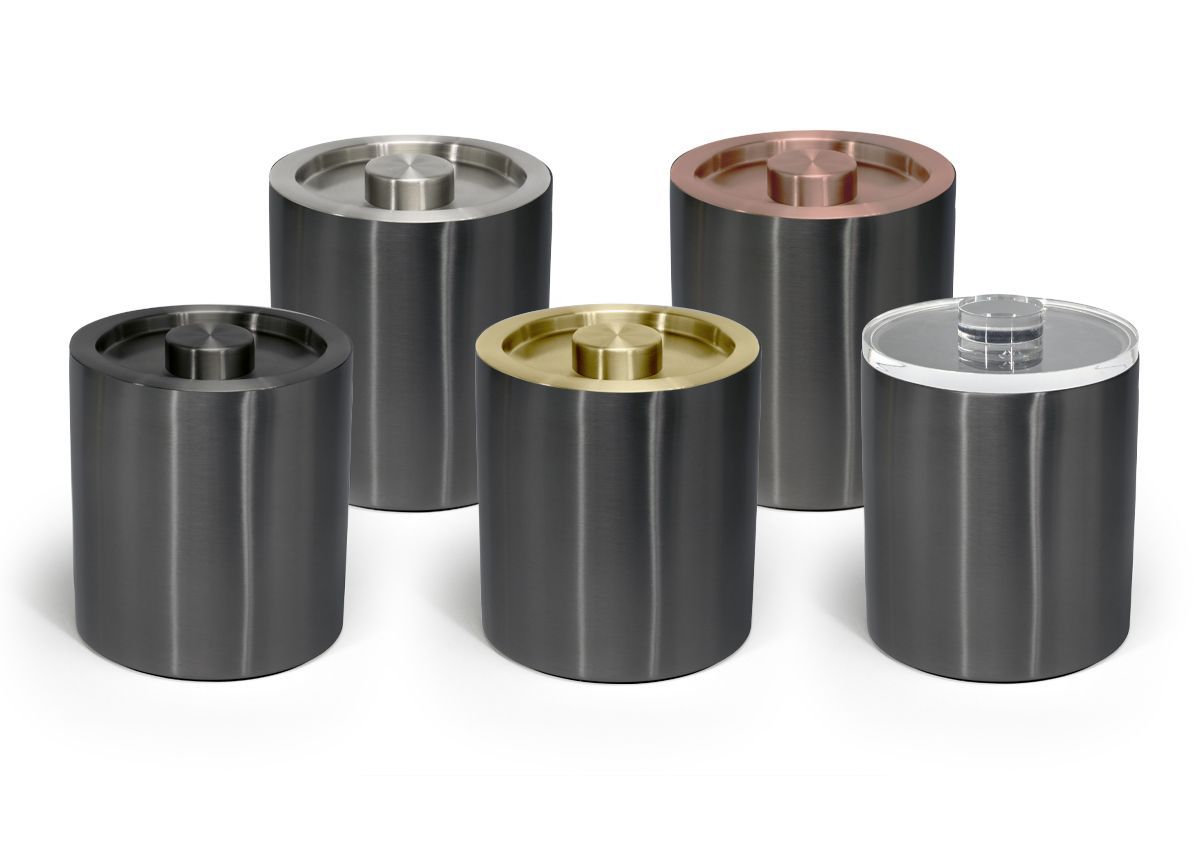 Cubitera redonda de acero inoxidable cepillado de 2 cuartos de galón - Negro mate