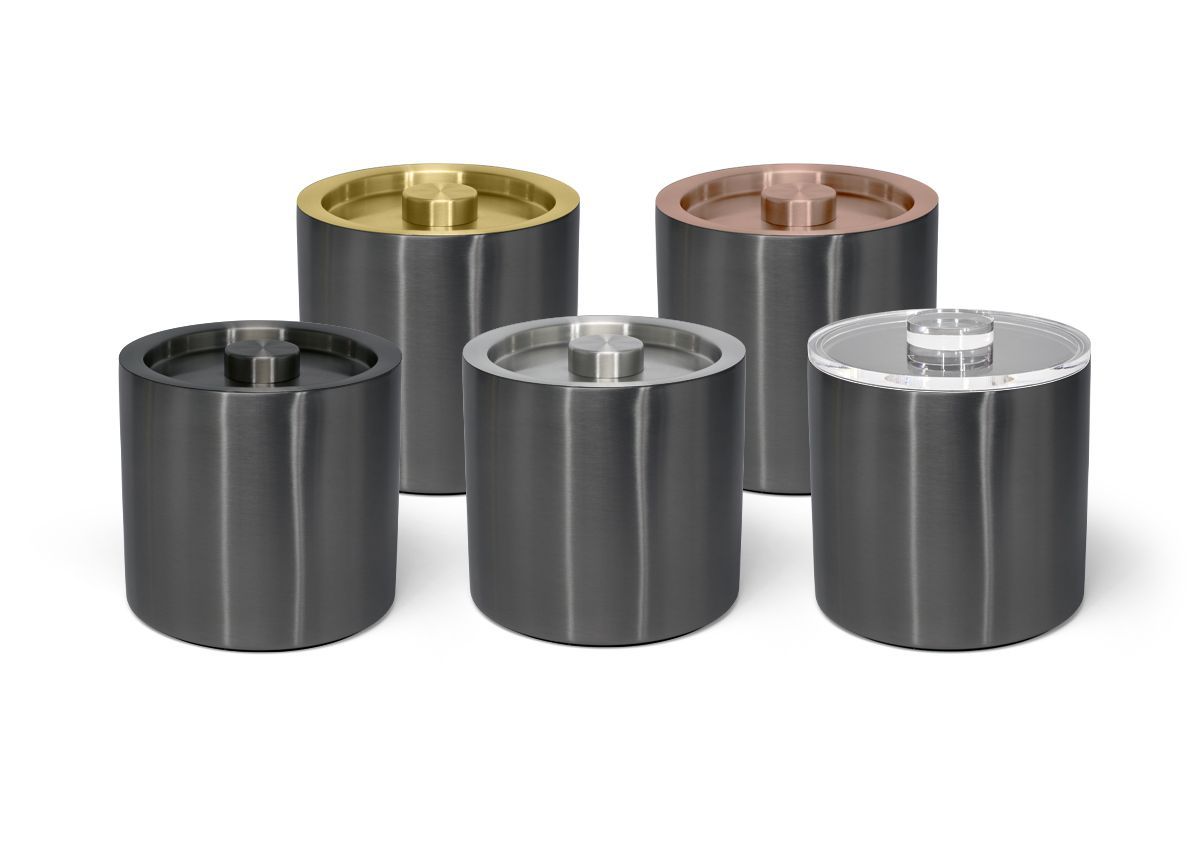 Cubitera redonda de acero inoxidable cepillado de 3 cuartos de galón - Negro mate