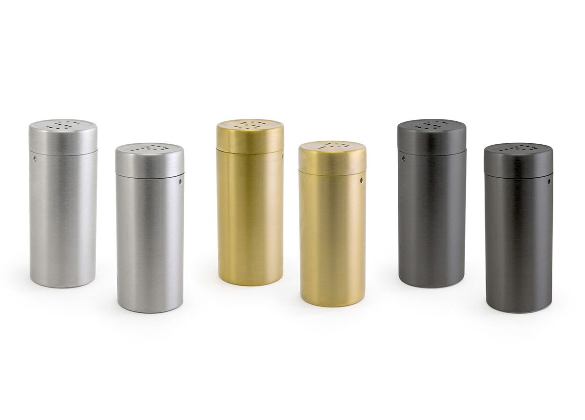 3" Round Brushed Stainless Salt & Pepper Set- 2.5 oz